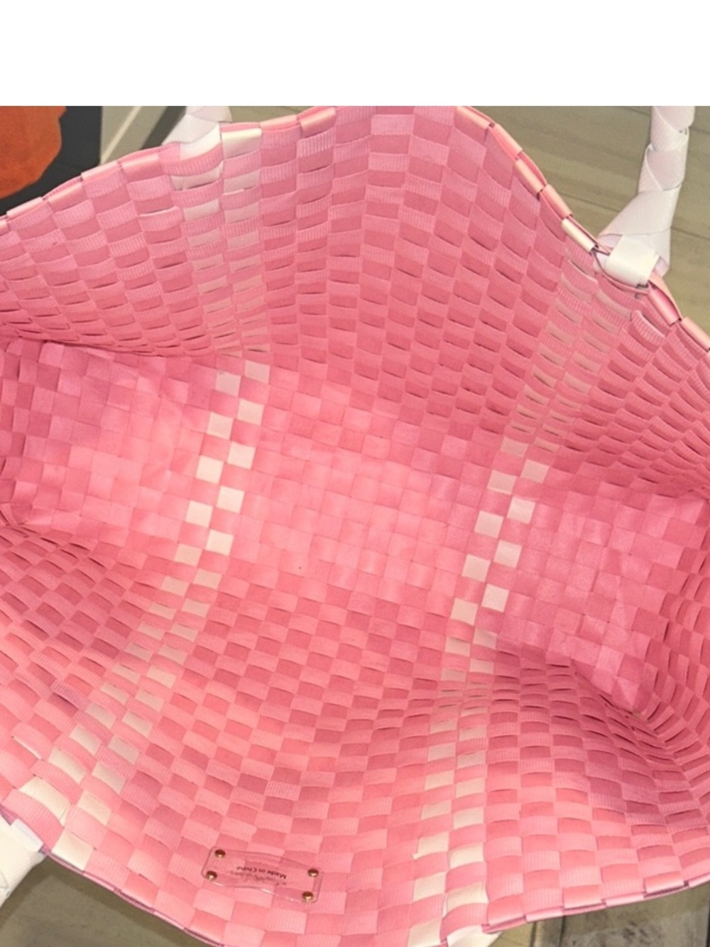 kate spade Pink Woven Tote with White Handles - Picture 3 of 6